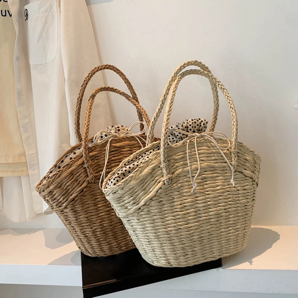 Fashion Women's Bag Straw Woven Drawstring Shopper Tote Bags for Women Casual Lady Summer Beach Vacation Large Capacity Handbags
Fashion Women's Bag Straw Woven Drawstring Shopper Tote Bags for Women Casual Lady Summer Beach Vacation Large Capacity Handbags