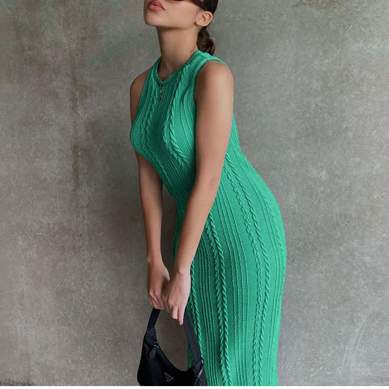 Fashion Knitted Women Summer Long Dress Sleeveless Bodycon Midi Dress Ladies Elegant Party Dress Sundress Green White
Fashion Knitted Women Summer Long Dress Sleeveless Bodycon Midi Dress Ladies Elegant Party Dress Sundress Green White