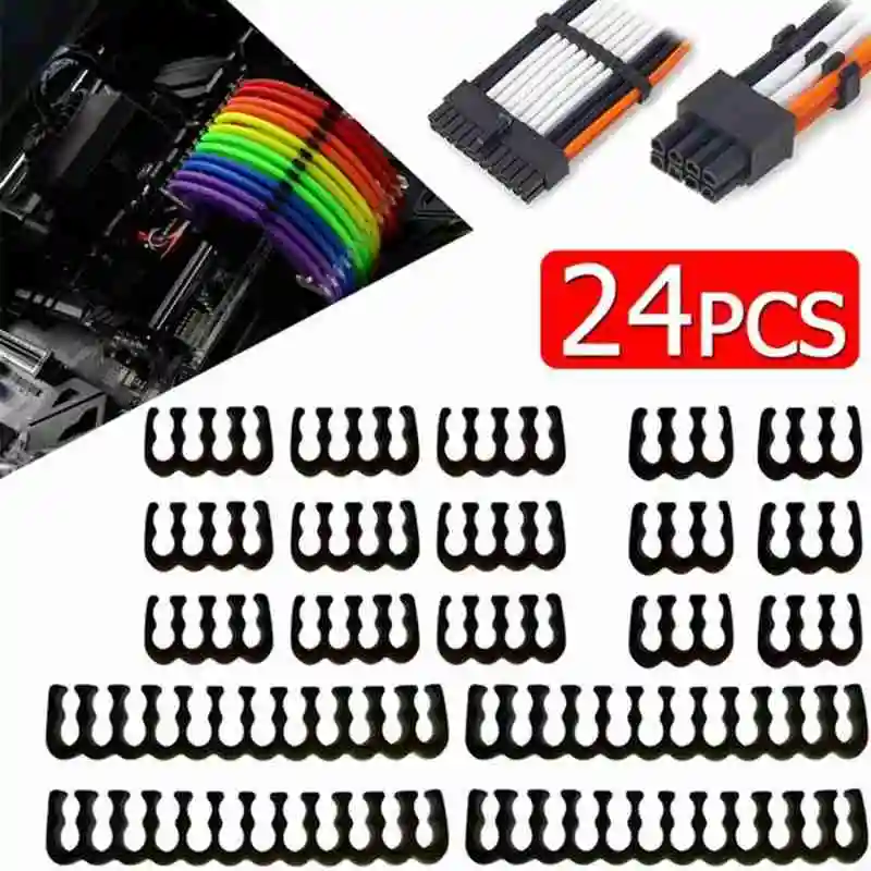 

24Pcs/Set PP Cable Comb/Clamp/Clip/Organizer/Dresser for 2.5-3.2mm PC Power Cables Wiring 6/8/24 Pin Computer Cable Manager