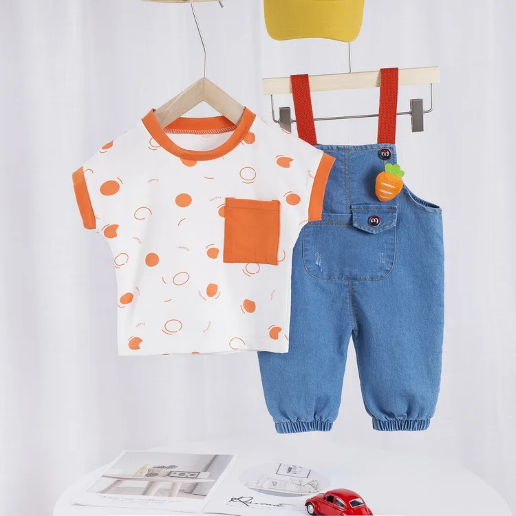 Baby Short Sleeves + Overalls, Cute Style with Big Pockets Elastic Leg Summer Clothing
Baby Short Sleeves + Overalls, Cute Style with Big Pockets Elastic Leg Summer Clothing