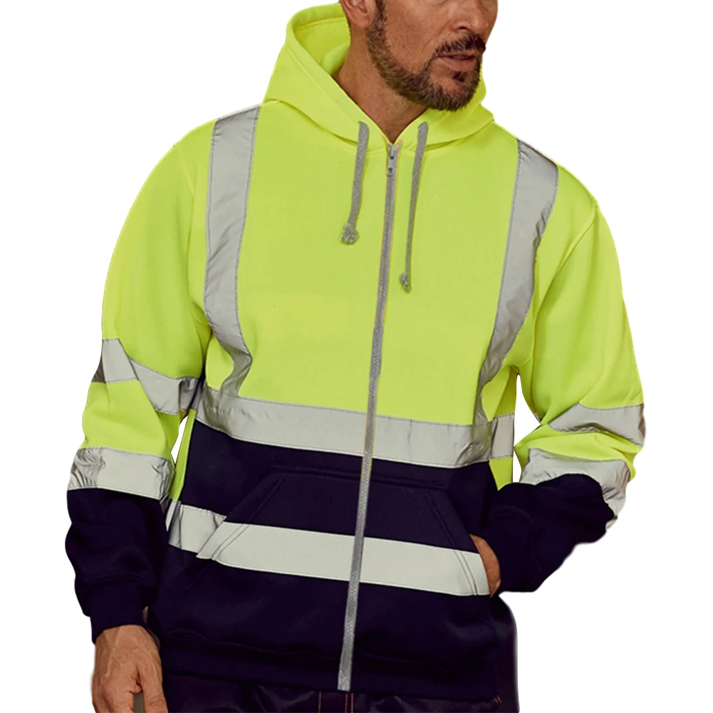 Men Women Workwear Coat Casual Safety Reflective Strip Hoodies Long Sleeve Jacket Unisex Fashion Hooded Zipper Tops Outwear
Men Women Workwear Coat Casual Safety Reflective Strip Hoodies Long Sleeve Jacket Unisex Fashion Hooded Zipper Tops Outwear