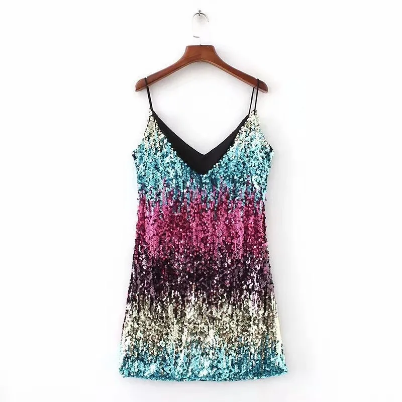 XUXI 2021 Summer Women Beads MINI Skirt Sling Fashion Sleeveless Sexy Sequined V-neck Dress E1611
XUXI 2021 Summer Women Beads MINI Skirt Sling Fashion Sleeveless Sexy Sequined V-neck Dress E1611