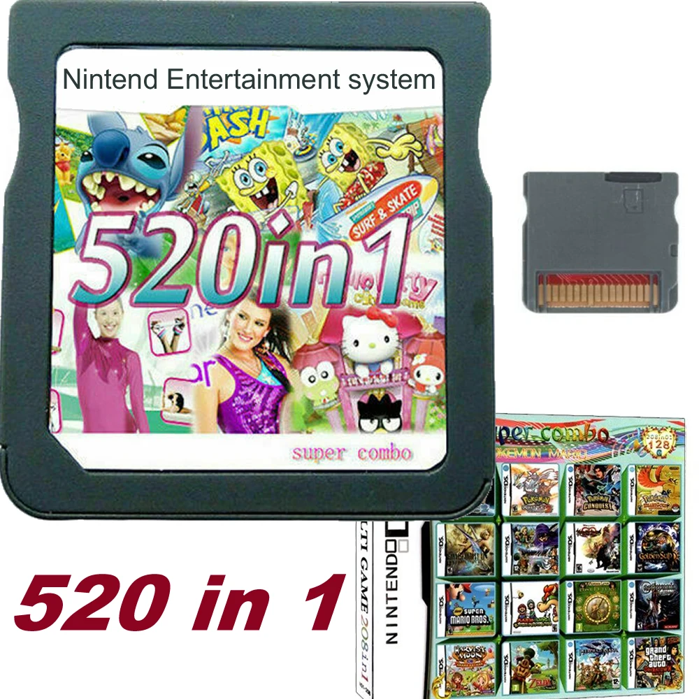 520 In 1 Compilation Video Game Cartridge Card For Nintendo DS 3DS 2DS Super Combo Multi Cart
520 In 1 Compilation Video Game Cartridge Card For Nintendo DS 3DS 2DS Super Combo Multi Cart
