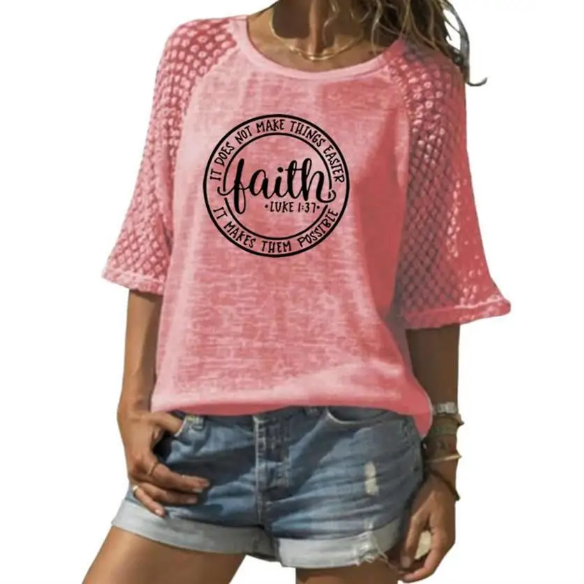 2021 Fashion Lace Crew Neck T-Shirt Faith Letters Print T-Shirt For Women Harajuku Women 3/4 Sleeve Tops T-shirt Plus Size 5XL
2021 Fashion Lace Crew Neck T-Shirt Faith Letters Print T-Shirt For Women Harajuku Women 3/4 Sleeve Tops T-shirt Plus Size 5XL