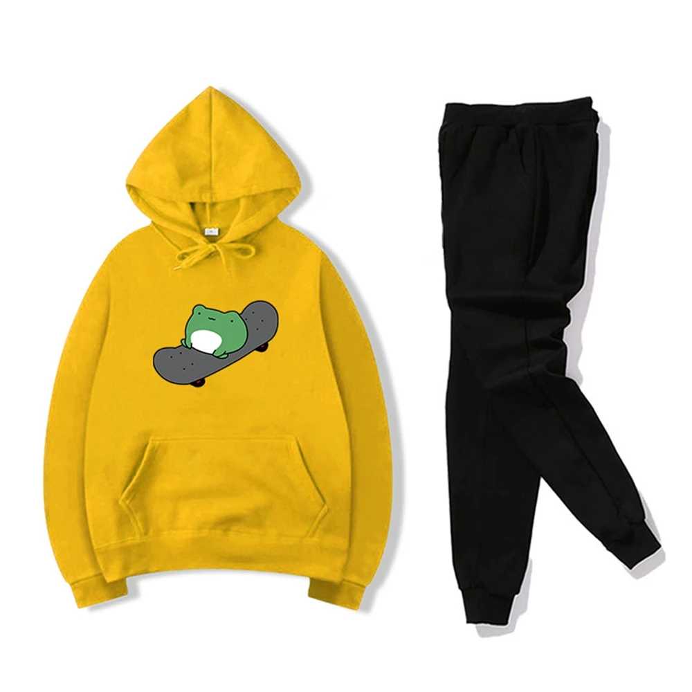 New Spring Autumn Two Piece Set Women Skateboard Frog Hooded Tracksuit Thicken Pullover Personality Sweatsuits Female Outfits
New Spring Autumn Two Piece Set Women Skateboard Frog Hooded Tracksuit Thicken Pullover Personality Sweatsuits Female Outfits