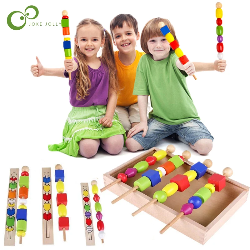 Монтессори для детей Обучающие игрушки деревянные цветные формы палочка