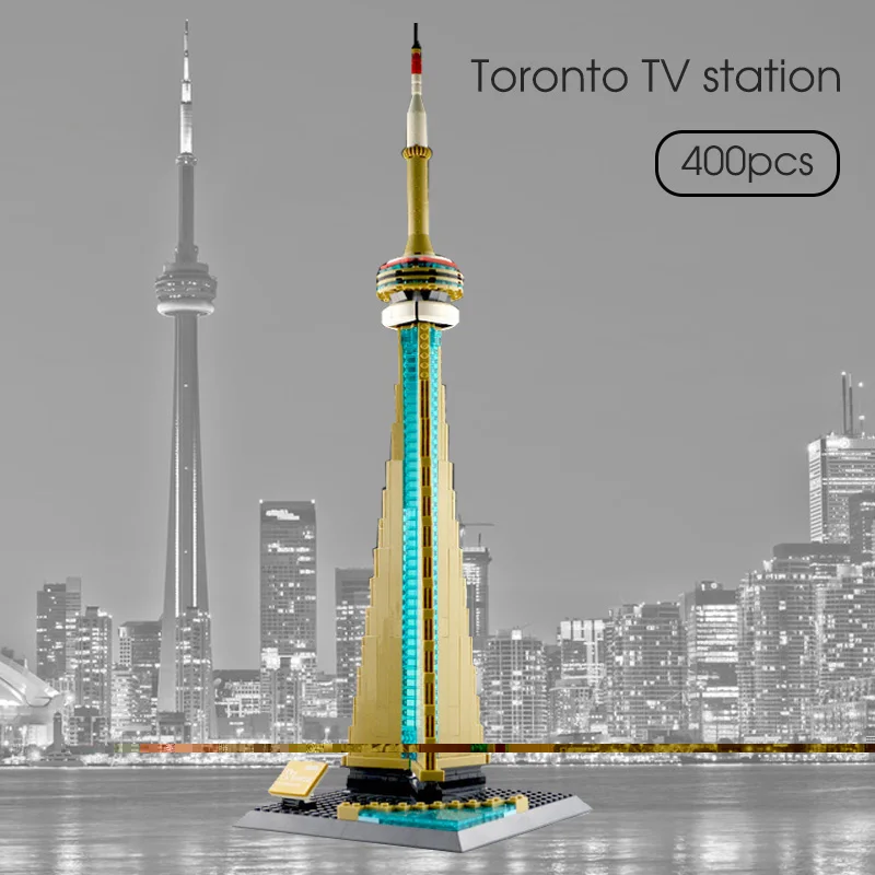 400pcs City Street World's Famous Architecture Toronto TV Tower Model Building Blocks Educational Brick Gift Toys for Boys 
400pcs City Street World's Famous Architecture Toronto TV Tower Model Building Blocks Educational Brick Gift Toys for Boys