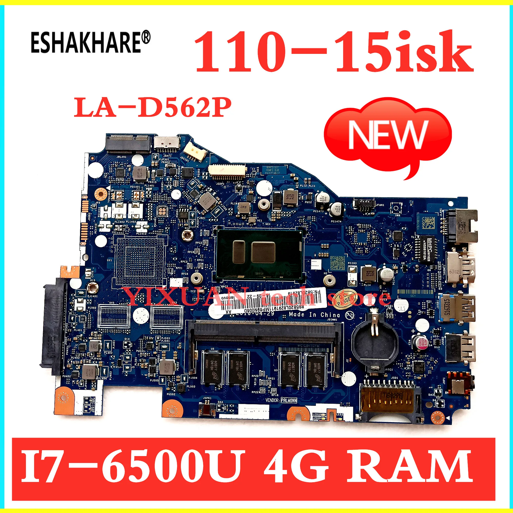 BIWP4/P5 LA D562P материнская плата для ноутбука Lenovo Ideapad 110 15ISK портативного компьютера с
