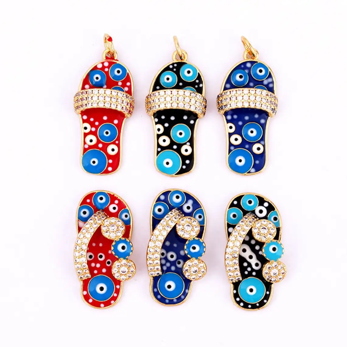 10Pcs Cute Enamel Eye on Slippers Shoes pendant Charm, Bule Red enameld,plated gold cz micro pave pendants Fashion Jewelry Gifts
10Pcs Cute Enamel Eye on Slippers Shoes pendant Charm, Bule Red enameld,plated gold cz micro pave pendants Fashion Jewelry Gifts