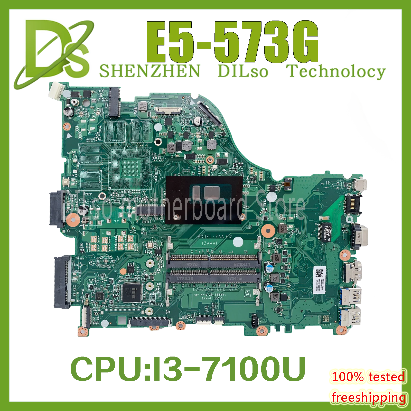 KEFU for Acer Aspire E5-575 E5-575G F5-573 F5-573G Notebook Motherboard DAZAAMB16E0 REV:E with I3-7100U CPU DDR4 100% Working
KEFU for Acer Aspire E5-575 E5-575G F5-573 F5-573G Notebook Motherboard DAZAAMB16E0 REV:E with I3-7100U CPU DDR4 100% Working