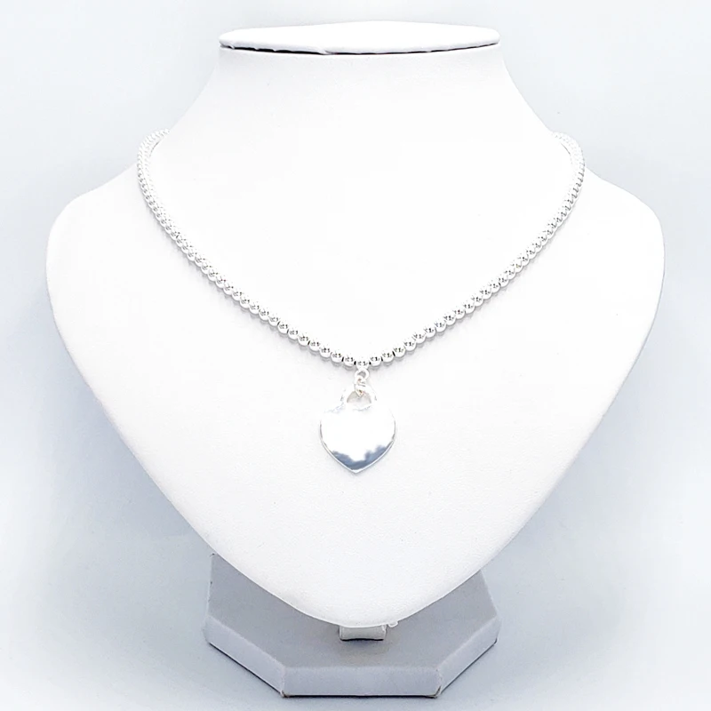 Sterling Silver Beaded Necklace 4/8mm Unique Carved Pattern Heart Shaped Tag S925 High Quality Anniversary Holiday Jewelry Gifts
Sterling Silver Beaded Necklace 4/8mm Unique Carved Pattern Heart Shaped Tag S925 High Quality Anniversary Holiday Jewelry Gifts