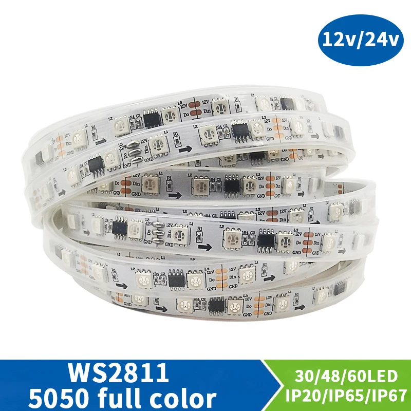 5M WS2811 RGB LED waterproof light strip 5050 SMD addressable 30 60 48 LED external 1 IC control 3 LED bright ordinary 12V 24V
5M WS2811 RGB LED waterproof light strip 5050 SMD addressable 30 60 48 LED external 1 IC control 3 LED bright ordinary 12V 24V