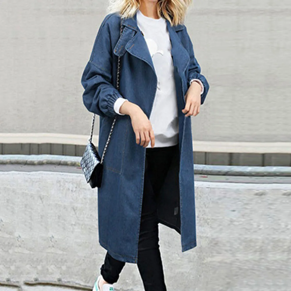 Long Women Denim Jacket Solid Color A Buckle Lapel Long Sleeve 2021 Autumn Winter New Fashion Casual Loose Western Style
Long Women Denim Jacket Solid Color A Buckle Lapel Long Sleeve 2021 Autumn Winter New Fashion Casual Loose Western Style