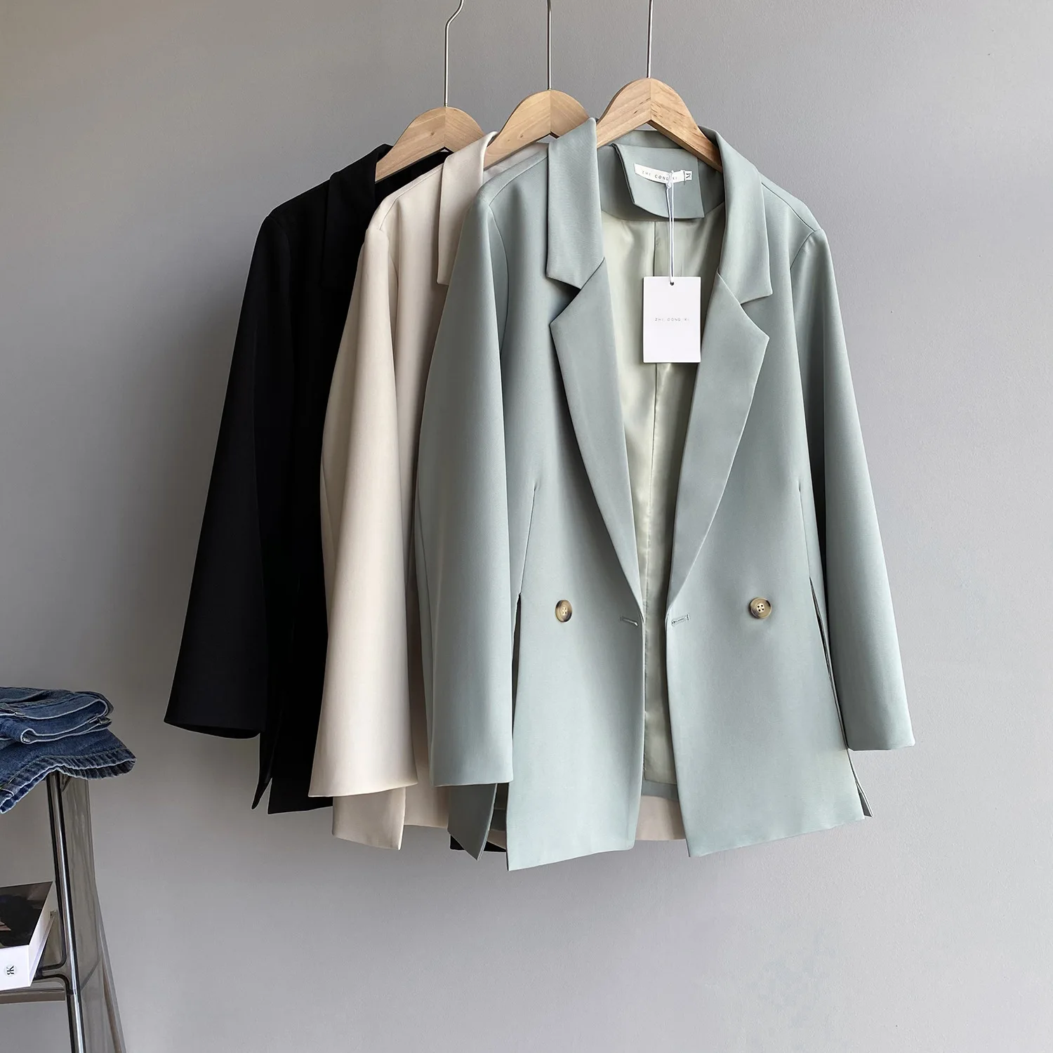 Autumn Blazer Women Elegant Belt Design Not Breasted Slim Jacket Office Lady Blue Long Sleeve Suit Coat 
Autumn Blazer Women Elegant Belt Design Not Breasted Slim Jacket Office Lady Blue Long Sleeve Suit Coat