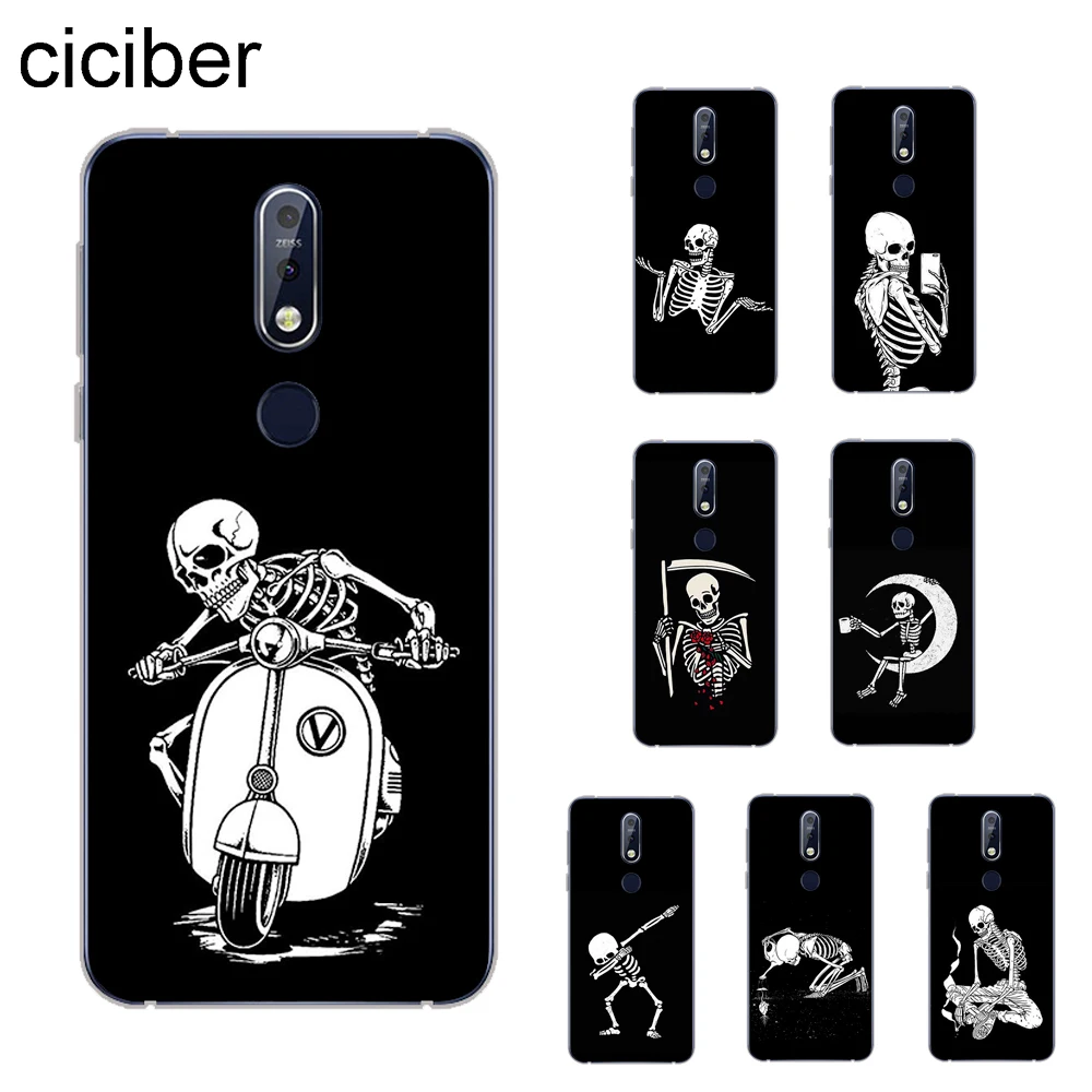 Чехол для телефона ciciber Funny Skull чехлы Nokia 8 1 7 6 5 3 2 Plus 9 PureView X7 X6 X5 X3 ТПУ|Бамперы| |