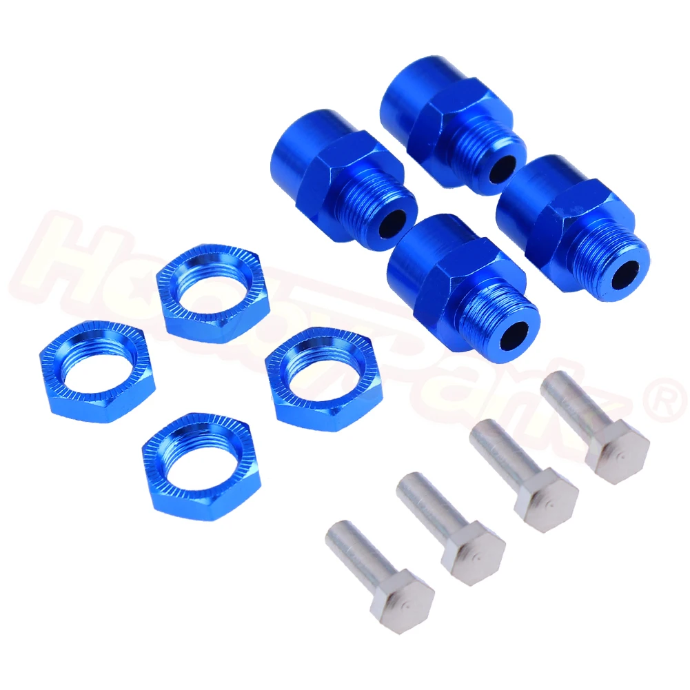 4-Pack Aluminum Alloy 12mm to 17mm Wheel Hex Hubs Adapter Extension Conversion Nuts for 1/10 RC Car Upgrade 1/8 Tires 
4-Pack Aluminum Alloy 12mm to 17mm Wheel Hex Hubs Adapter Extension Conversion Nuts for 1/10 RC Car Upgrade 1/8 Tires