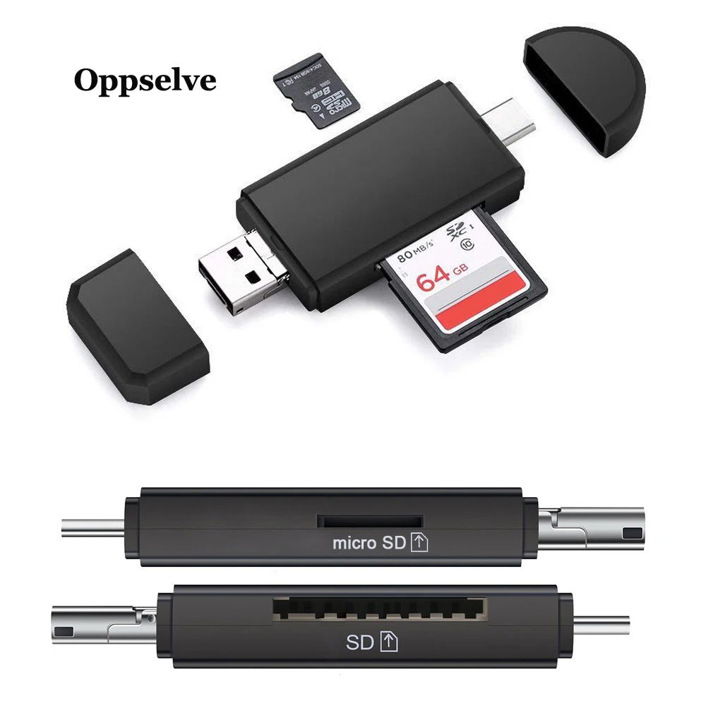 

3 in 1 Card Reader USB 2.0 Type C to SD Micro SD TF Adapter for laptop Accessories OTG Cardreader Smart Memory SD Card Reader