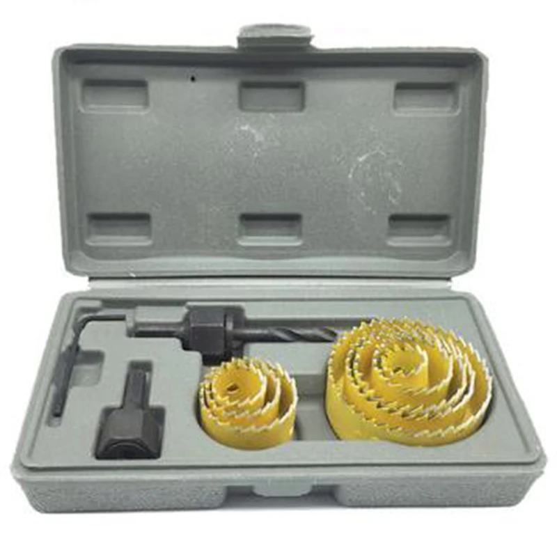 11Pcs Yellow+Black Diy Woodworking Hole Saw Drill Bit Kit (19Mm-64Mm) Cutting Wood Pvc Plate Plastic Bits Power Too | Инструменты