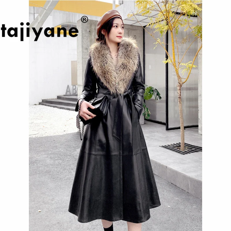 

Fur Dog Raccoon Collar Real Fur Coat Female Genuine Leather Jacket Winter Coat Women Clothes 2021 Sheepskin Down Coat ZT4983