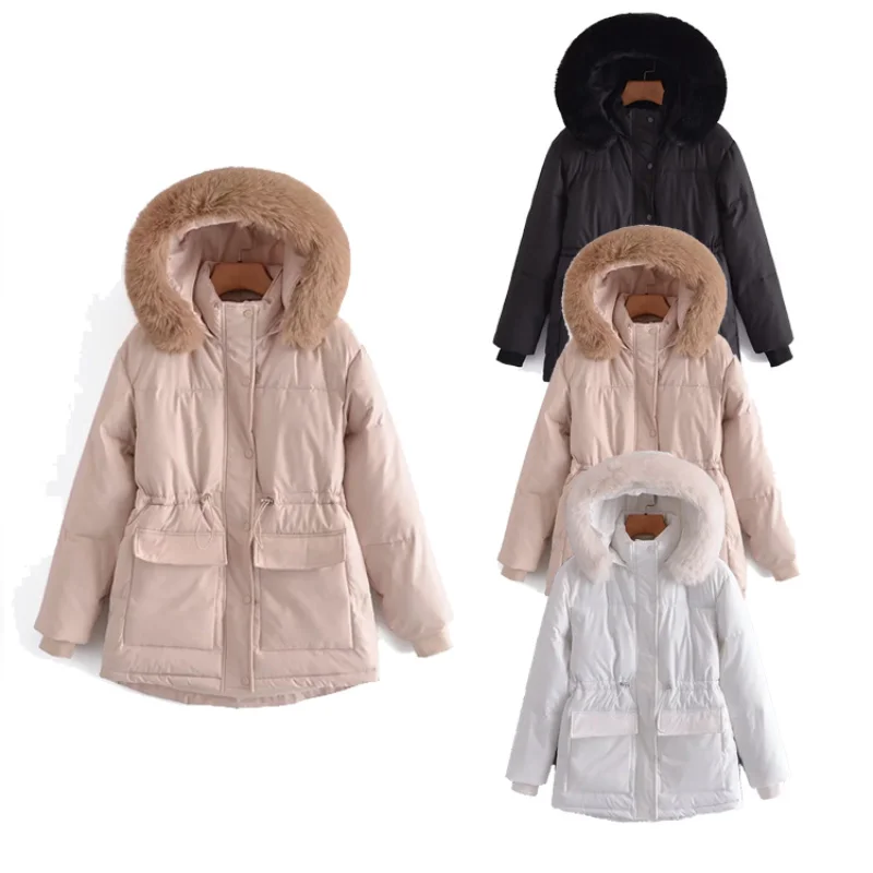 2021 Za Style Women's Leisure Simple Large Wool Collar Design Short Cotton Thick Coat Girls Loose Slim Zipper Stand Collar Coat
2021 Za Style Women's Leisure Simple Large Wool Collar Design Short Cotton Thick Coat Girls Loose Slim Zipper Stand Collar Coat