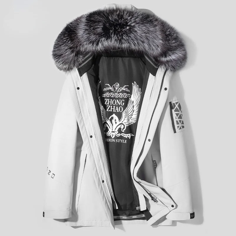 Мужская теплая зимняя парка с капюшоном и воротником из лисьего меха
Мужская теплая зимняя парка с капюшоном и воротником из лисьего меха