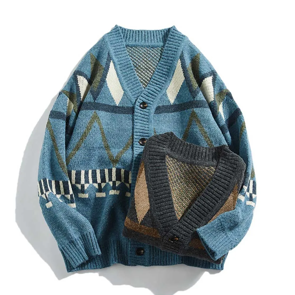 Spring Autumn Fashion Cardigan Sweater Men Casual Loose Baggy Outwear Knitted Jacket V-Neck Retro Sweaters Vintage Clothing 
Spring Autumn Fashion Cardigan Sweater Men Casual Loose Baggy Outwear Knitted Jacket V-Neck Retro Sweaters Vintage Clothing