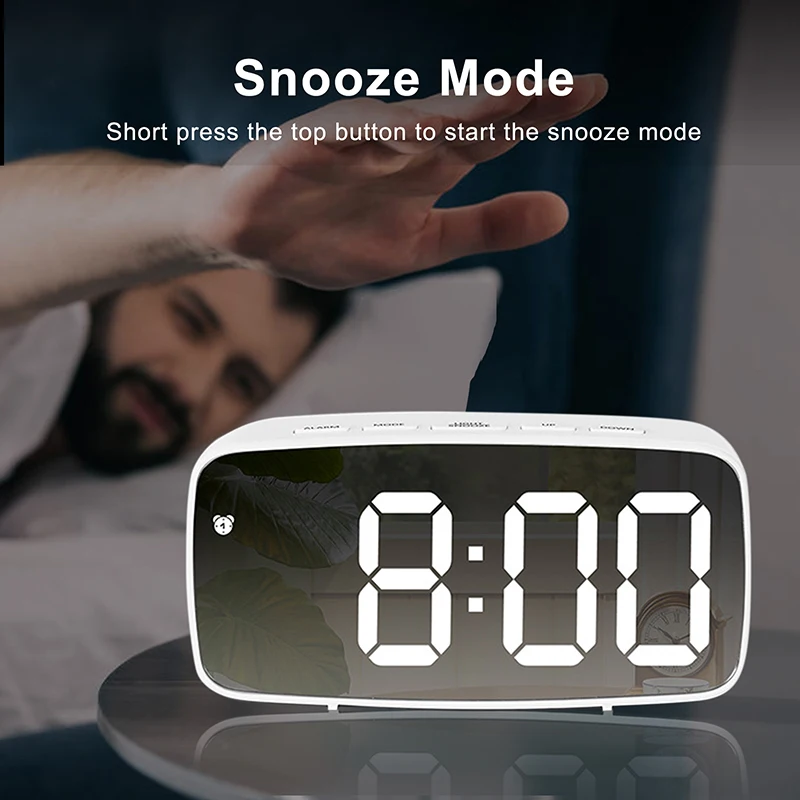 Mirror Alarm Clock LED Digital Clock Voice Control Snooze Time Temperature Display Night Mode Digital
Mirror Alarm Clock LED Digital Clock Voice Control Snooze Time Temperature Display Night Mode Digital