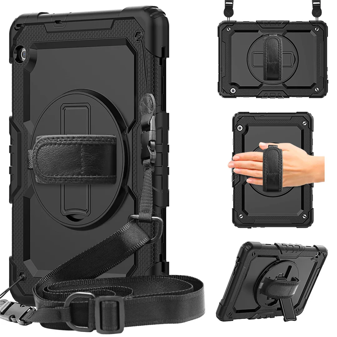 

for Huawei MediaPad T5 10 AGS2-W09/L09/L03/W19 Cover Stand Shockproof Heavy Duty Shell Kids Case with Wrist Straps & Neck Strap