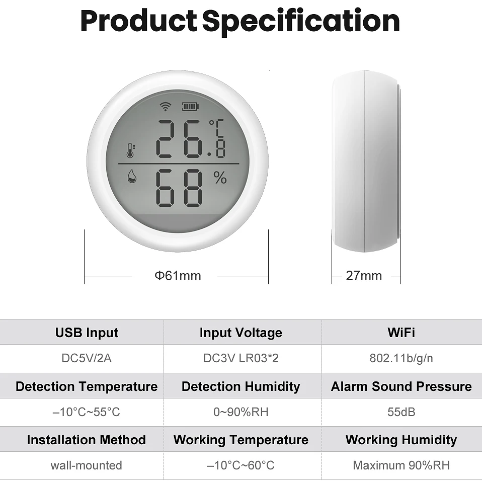 AVATTO Tuya WIFI Temperature And Humidity Sensor,Fahrenheit and Celsius LCD Display Works With Alexa Google Assistant Smart Life
AVATTO Tuya WIFI Temperature And Humidity Sensor,Fahrenheit and Celsius LCD Display Works With Alexa Google Assistant Smart Life