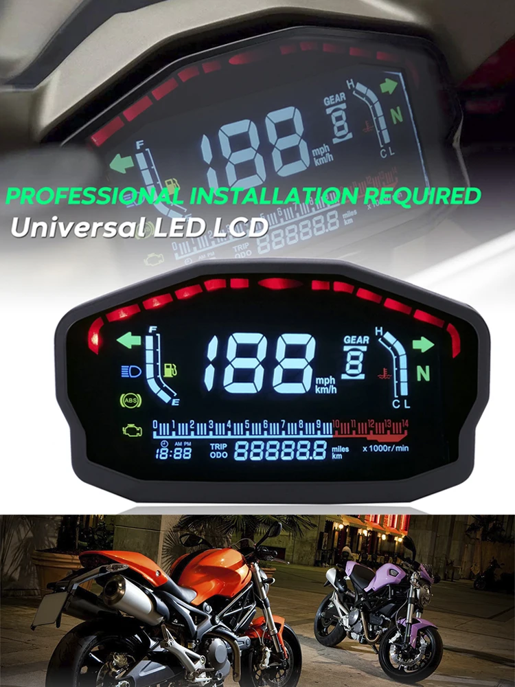 Universal Motorcycle LCD display Speedometer Digital Backlight Odometer Display Tachometer Gauge for 2 4 Cylinder
Universal Motorcycle LCD display Speedometer Digital Backlight Odometer Display Tachometer Gauge for 2 4 Cylinder