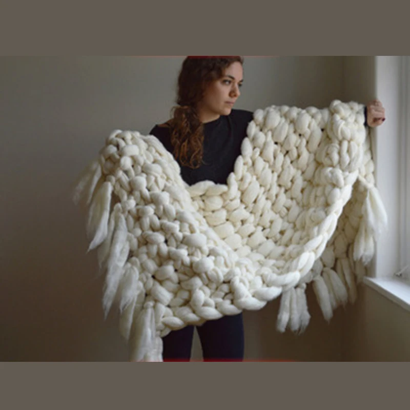 Hot Soft Hand Knitted Chunky Blanket DIY Hand-woven Super Thick Yarn Thread Blankets Bulky Knitting Throw Blanket Warm For Kids
Hot Soft Hand Knitted Chunky Blanket DIY Hand-woven Super Thick Yarn Thread Blankets Bulky Knitting Throw Blanket Warm For Kids