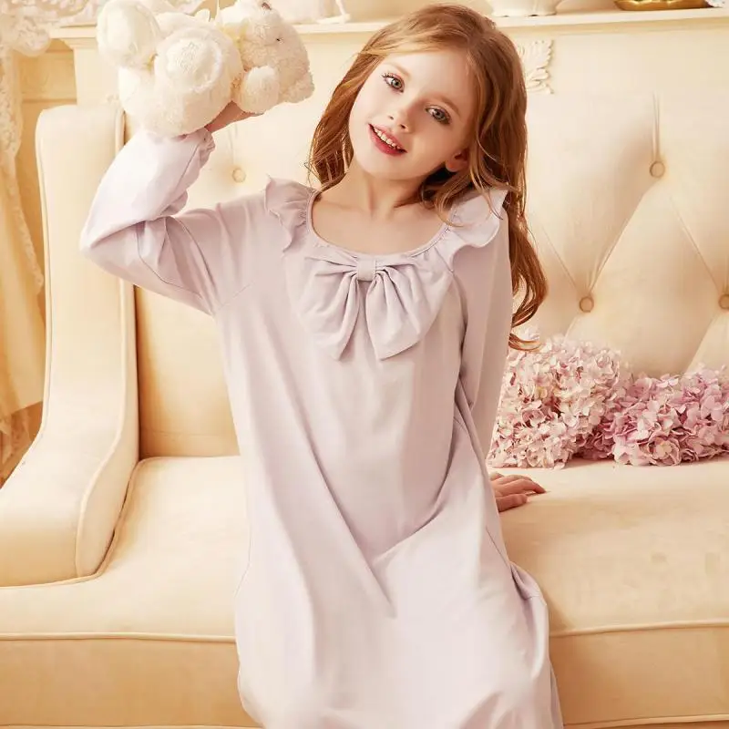cotton short pajama sets 2019 Spring Children's Girls Lolita Dress Princess Sleepshirts Vintage Nightgowns Baby Nightdress Kids Sleepwear Pajamas Gown elegant pajama sets