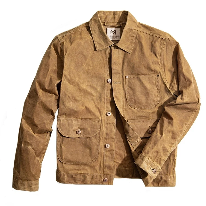 Maden Canvas Oil Wax Men Jackets Khaki Retro Multi-pocket Beaded Canvas Ami Kaji Jacket Big Pocket Solid Vintage Jacket Clothing
Maden Canvas Oil Wax Men Jackets Khaki Retro Multi-pocket Beaded Canvas Ami Kaji Jacket Big Pocket Solid Vintage Jacket Clothing