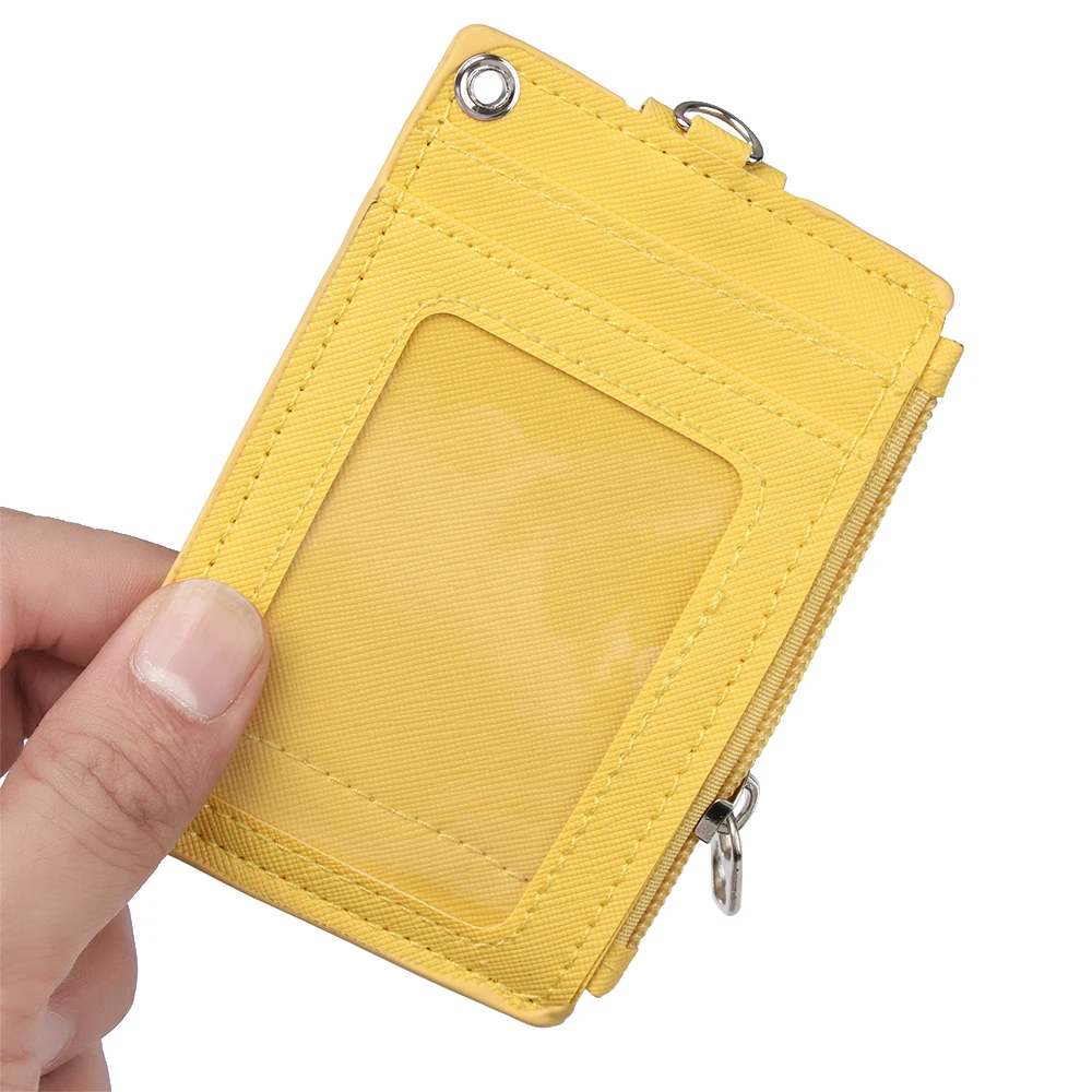 New PU Leather Business ID Card Holder Credit Badge Bus Cards Cover Coin Purse Wallet With Keychain Keyring holder | Багаж и сумки