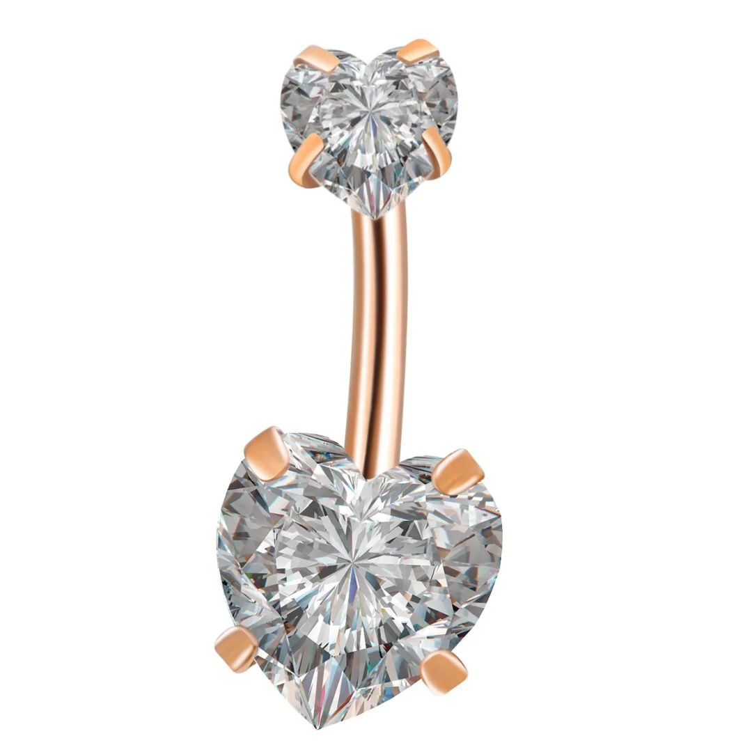 Heart Crystal Belly Button Rings Stainless Steel Zircon Bar Navel Piercing Jewelry Hot Women Body | Украшения и аксессуары