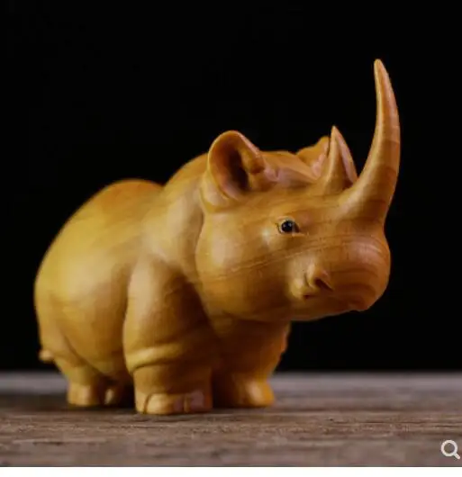 Резьба из бокса с маленькими листьями на руль, носорог, слон, леопард, Лев, новая статуя, украшение на Хэллоуин, подарки