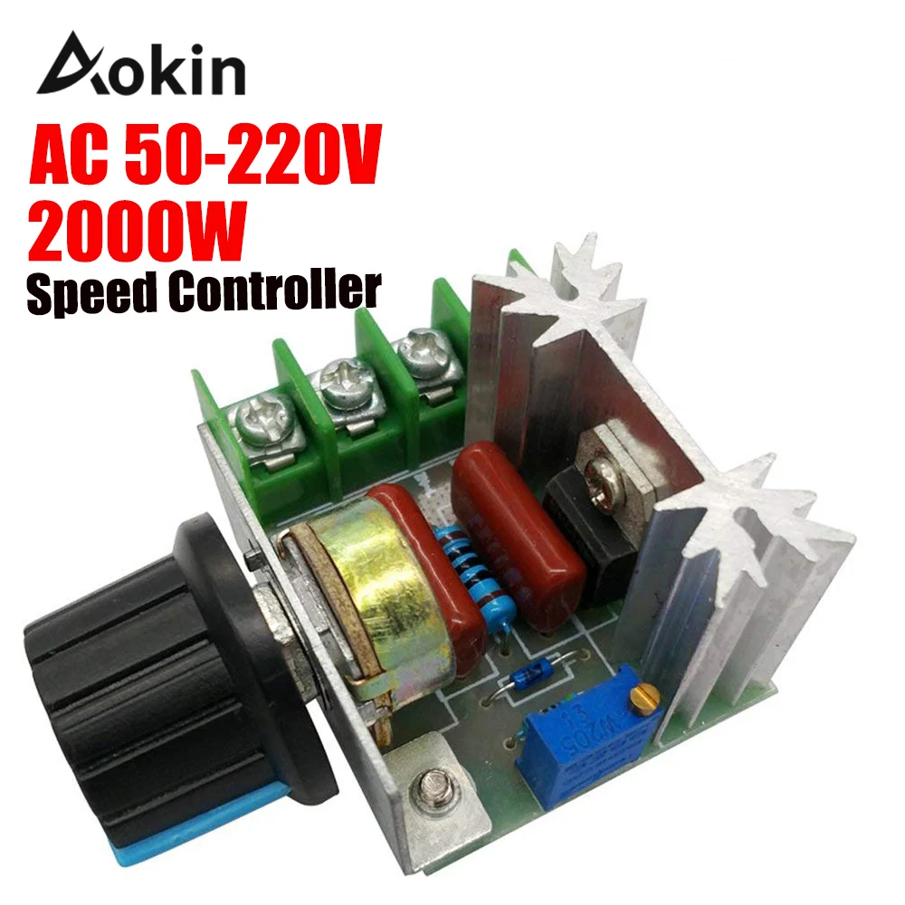 Speed Controller AC 50-220V 2000W 25A Motor Controller SCR High-power Electronic Voltage Regulator Module Motor LED Dimmers
Speed Controller AC 50-220V 2000W 25A Motor Controller SCR High-power Electronic Voltage Regulator Module Motor LED Dimmers