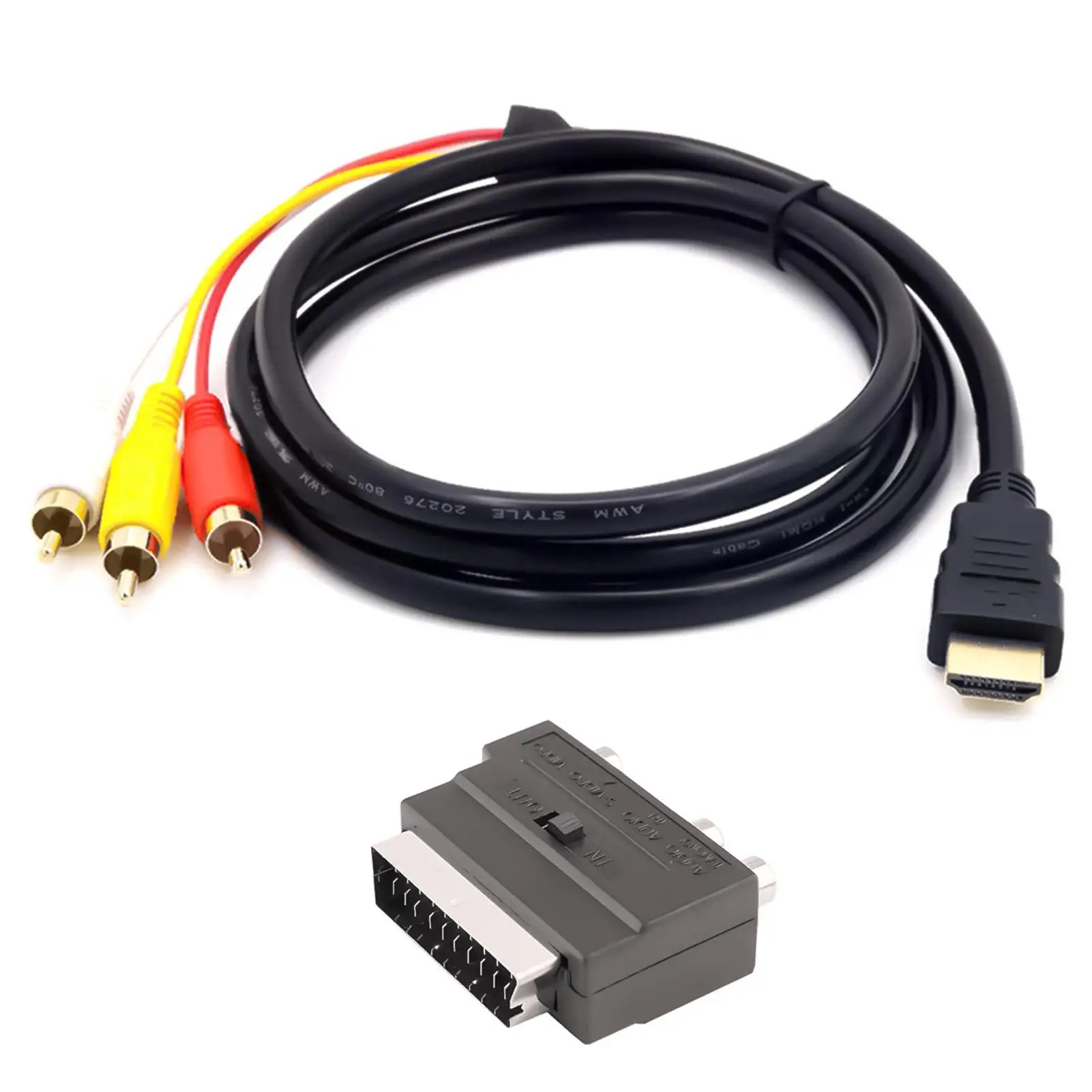 Фото 1 5 м 720P/1080P HDTV HDMI совместимый штекер к 3 RCA Аудио Видео AV кабель адаптер конвертер(China)