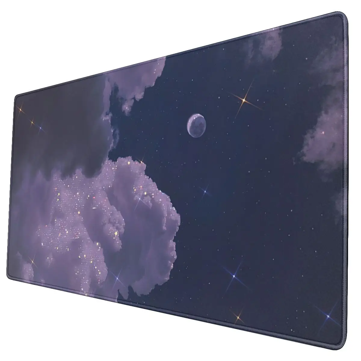

Blue Sky Moon And Colored Clouds Laptop Mouse Pad Keyboard Table Mat Beautiful Scenery XXL Fabric Mousepad for Gamers
