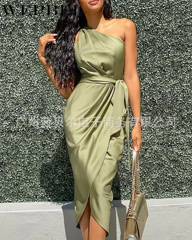 Mandylandy Women Elegant One Shoulder Party Dress Casual Lady Sleeveless Lace Up Pencil Dress Evening Dress Night Club Wear
Mandylandy Women Elegant One Shoulder Party Dress Casual Lady Sleeveless Lace Up Pencil Dress Evening Dress Night Club Wear