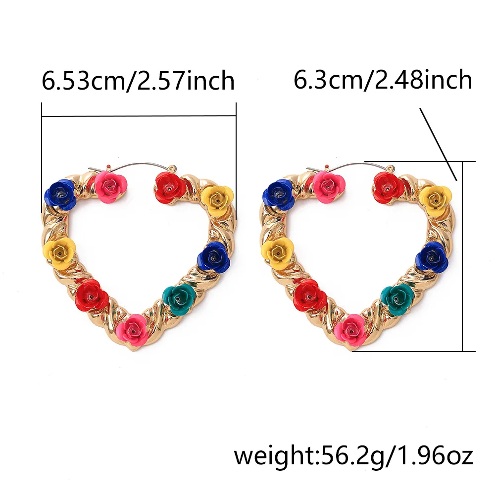 Colorful Rose Flower Statement Buckle Earrings for Women Stylish Gold Color Hollow Big Love Heart Hoop Earring Wholesale Jewelry
Colorful Rose Flower Statement Buckle Earrings for Women Stylish Gold Color Hollow Big Love Heart Hoop Earring Wholesale Jewelry