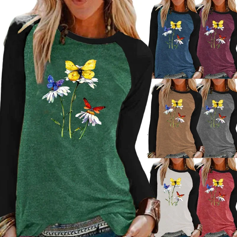 Женский пуловер с длинным рукавом, с круглым вырезом 
Женский пуловер с длинным рукавом, с круглым вырезом