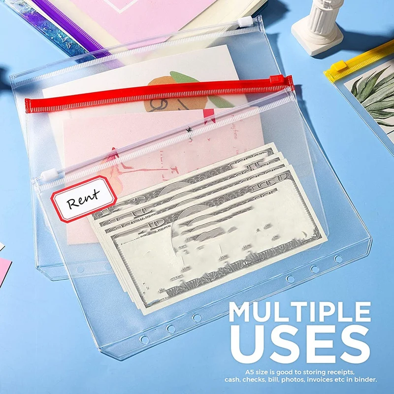 12 Transparent Bags, 6Zipper Binder Envelopes, Suitable for 6 Binder Notebook Cash Budget, Waterproof Document Bag
12 Transparent Bags, 6Zipper Binder Envelopes, Suitable for 6 Binder Notebook Cash Budget, Waterproof Document Bag