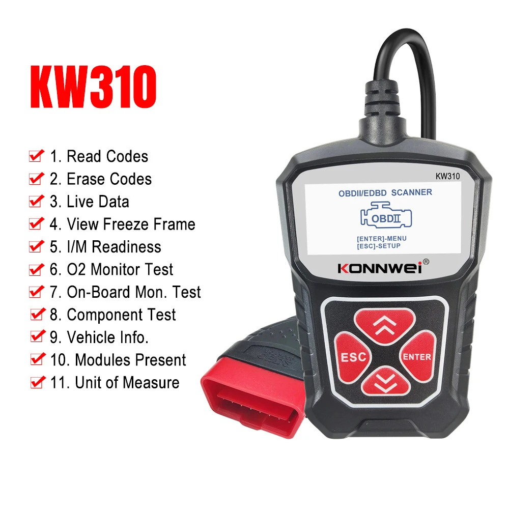 KONNWEI KW310 OBD2 EOBD Scanner Car Diagnostic Tool Multi-Protocol and Multi-Language Professional Automotive Code Reader
KONNWEI KW310 OBD2 EOBD Scanner Car Diagnostic Tool Multi-Protocol and Multi-Language Professional Automotive Code Reader