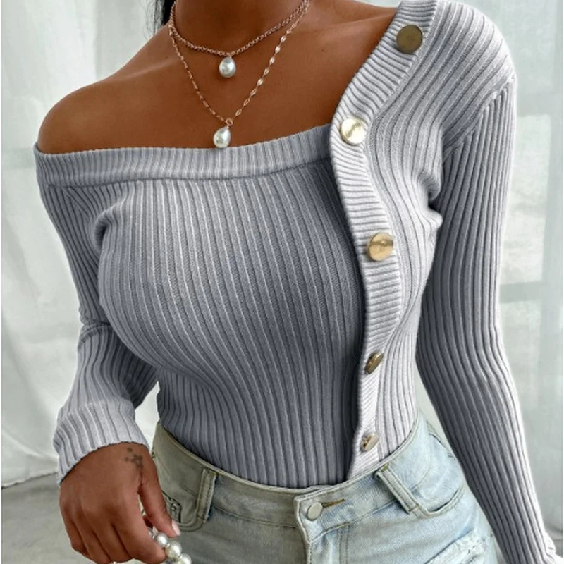 Irregular Sweaters Women Long Sleeve Knitwear Sexy Casual Slim Single Breasted Top Femme Ladies Solid Knitted Tops
Irregular Sweaters Women Long Sleeve Knitwear Sexy Casual Slim Single Breasted Top Femme Ladies Solid Knitted Tops
