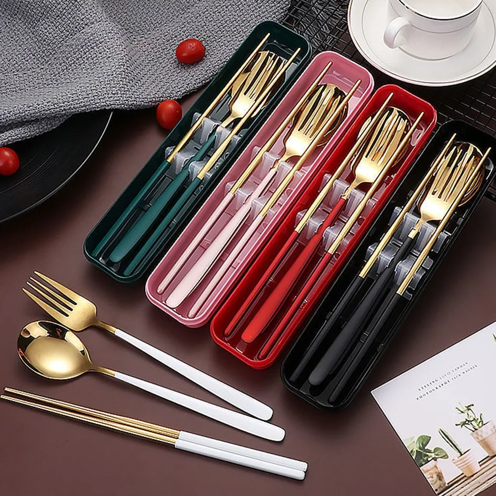 304 Stainless Steel Portable Cutlery Set Chopsticks Spoon Fork Set With Storage Box Multi-color Kitchen Tableware
304 Stainless Steel Portable Cutlery Set Chopsticks Spoon Fork Set With Storage Box Multi-color Kitchen Tableware