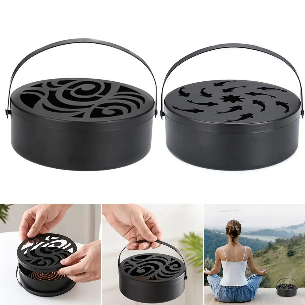 New Black Mosquito Coil Holder Metal Incense Holder Round Portable Coil Incense Burner Box Bronze Galvanized Steel anti insect
New Black Mosquito Coil Holder Metal Incense Holder Round Portable Coil Incense Burner Box Bronze Galvanized Steel anti insect