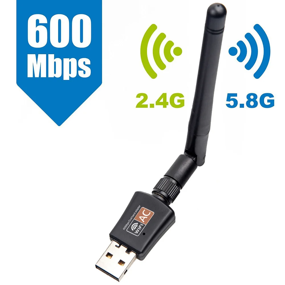 

YKSTAR TV Stick Wifi Adapter USB Dual Band 600Mbps 5/2.4Ghz Antenna Dongle LAN for Windows XP Win 7 8 10 Mac Vista Network Cards