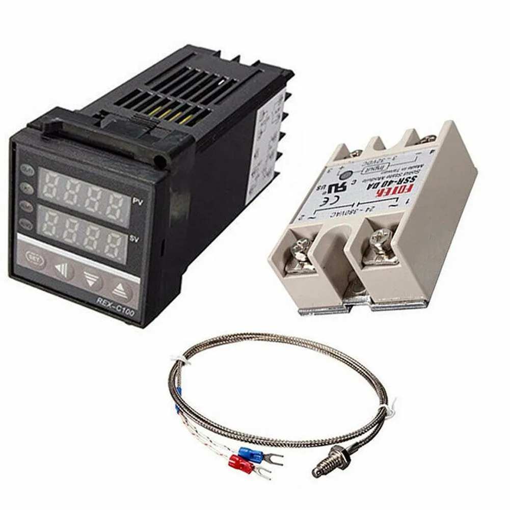 Self-Tuning Control REX-C100 SSR-40DA Relay Solid State AC 110-240V 50/60HZThermostat K Type Thermocouple+Heat Sink
Self-Tuning Control REX-C100 SSR-40DA Relay Solid State AC 110-240V 50/60HZThermostat K Type Thermocouple+Heat Sink