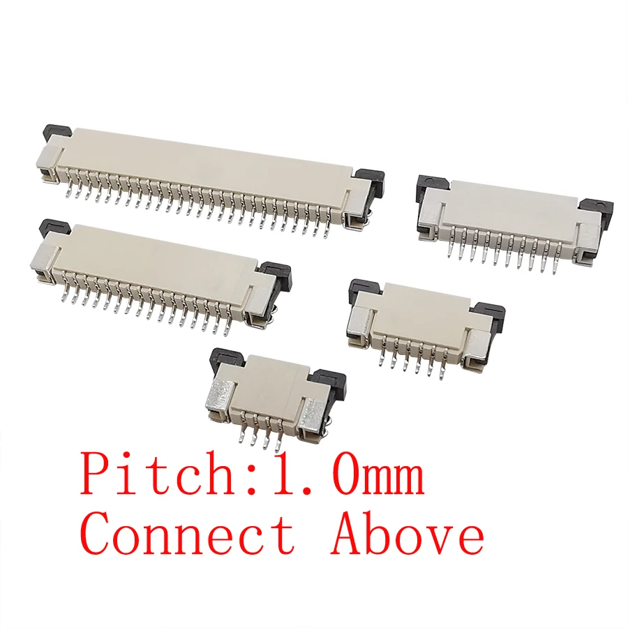 

10Pcs/lot 1mm Pitch Upper Contact Socket FPC FFC Flat Cable Connector 4P 6P 8P 10P 12P 14P 16P 18P 20P 24P 26P 30P 32Pin